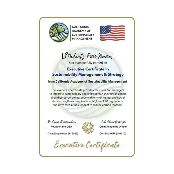 Executive certificate in sustainability mgt & strategy